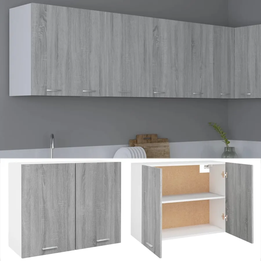 Armoire suspendue "Lyon" Gris Sonoma 80 x 31 x 60 cm Bois d'ingénierie - 2