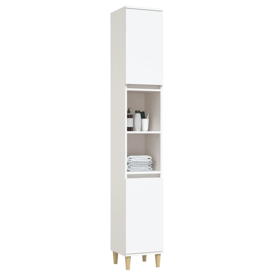 Armoire de salle de bain blanc 30x30x190 cm bois d'ingénierie - 4