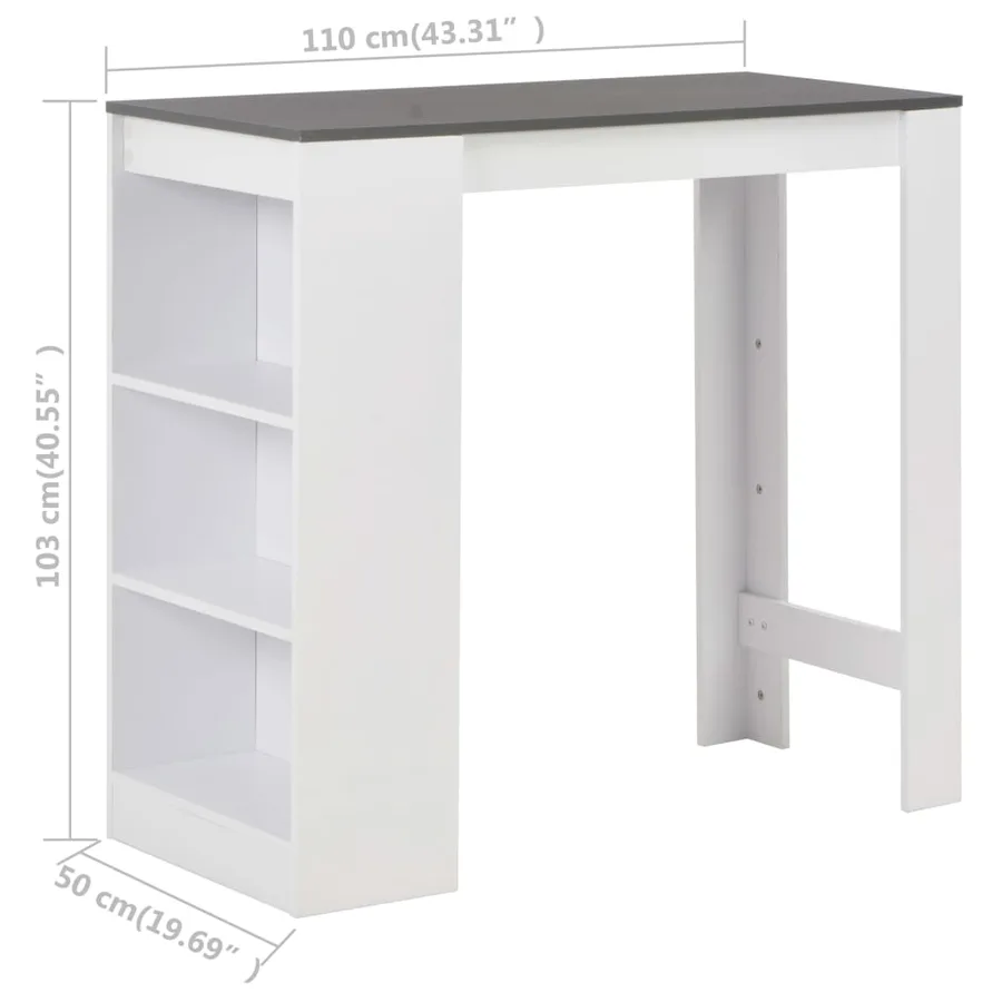Table de bar avec étagère Blanc 110x50x103 cm - 6