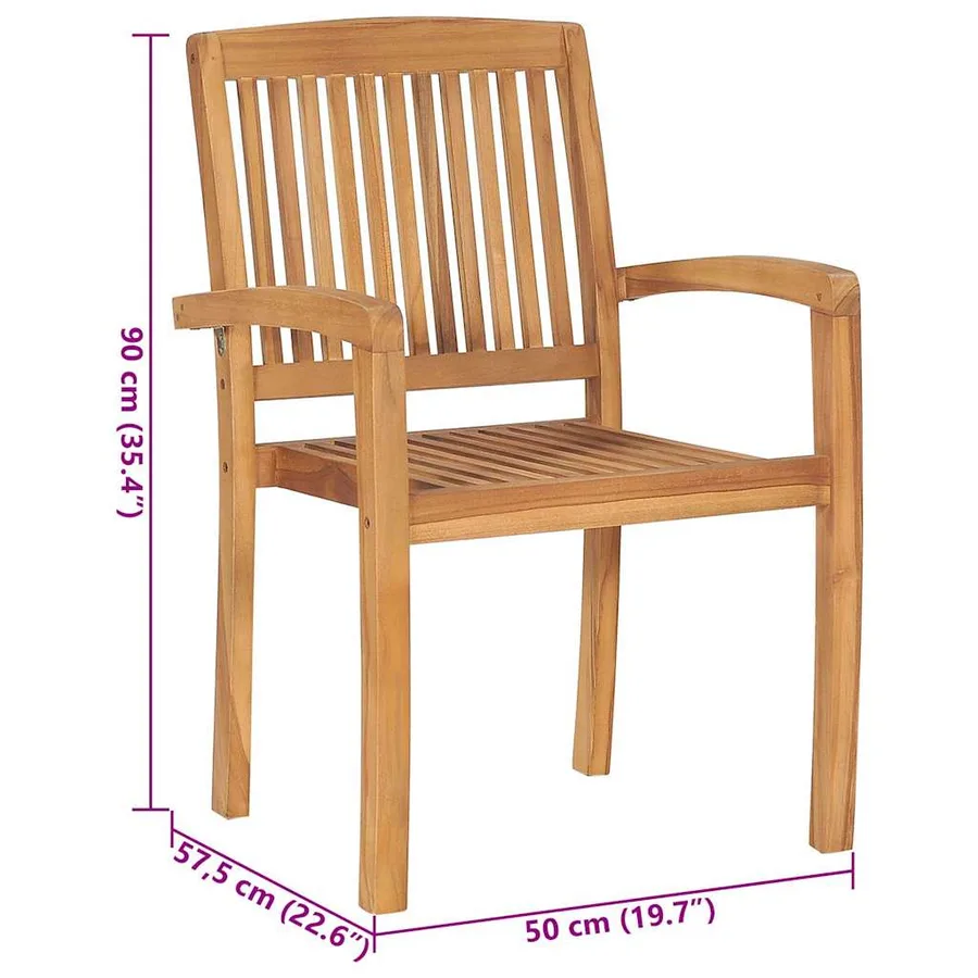 Chaises de jardin lot de 2 avec coussins bleu royal Teck massif - 13