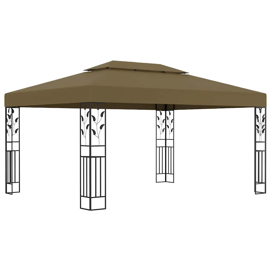 Tonnelle avec double toit et lumières LED 3x4 m Taupe - 3