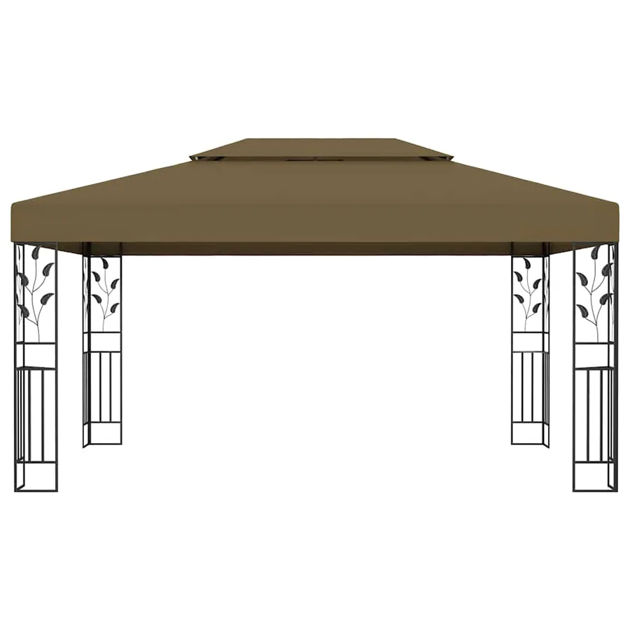 Tonnelle avec double toit et lumières LED 3x4 m Taupe - 4
