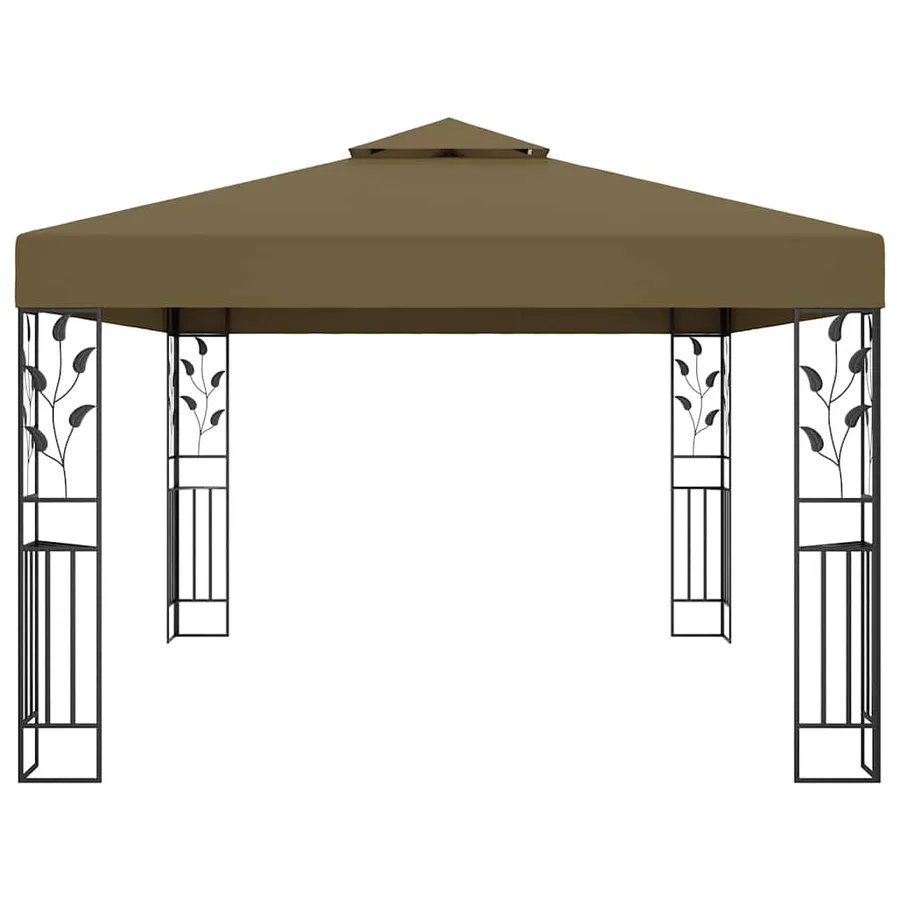 Tonnelle avec double toit et lumières LED 3x4 m Taupe - 5