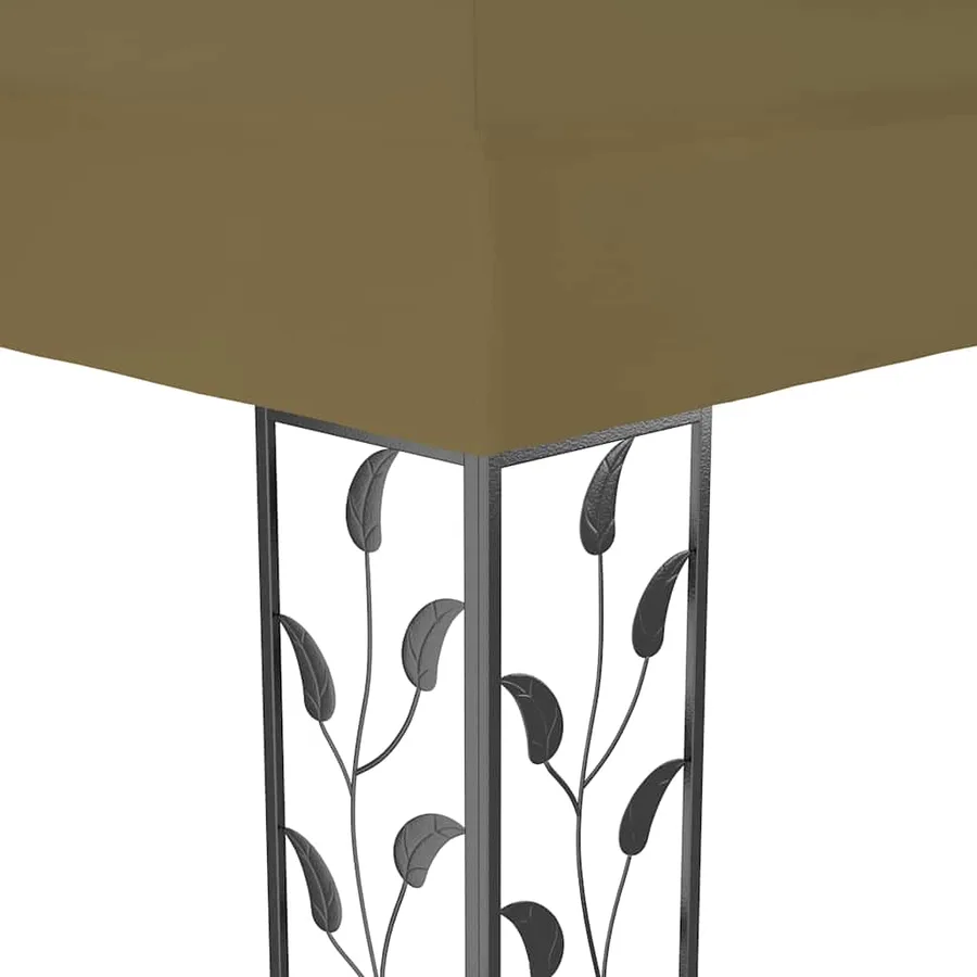 Tonnelle avec double toit et lumières LED 3x4 m Taupe - 6