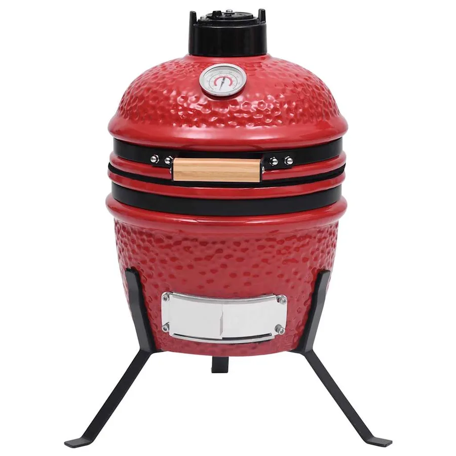 Barbecue à fumoir Kamado 2-en-1 Céramique 56 cm Rouge - 3