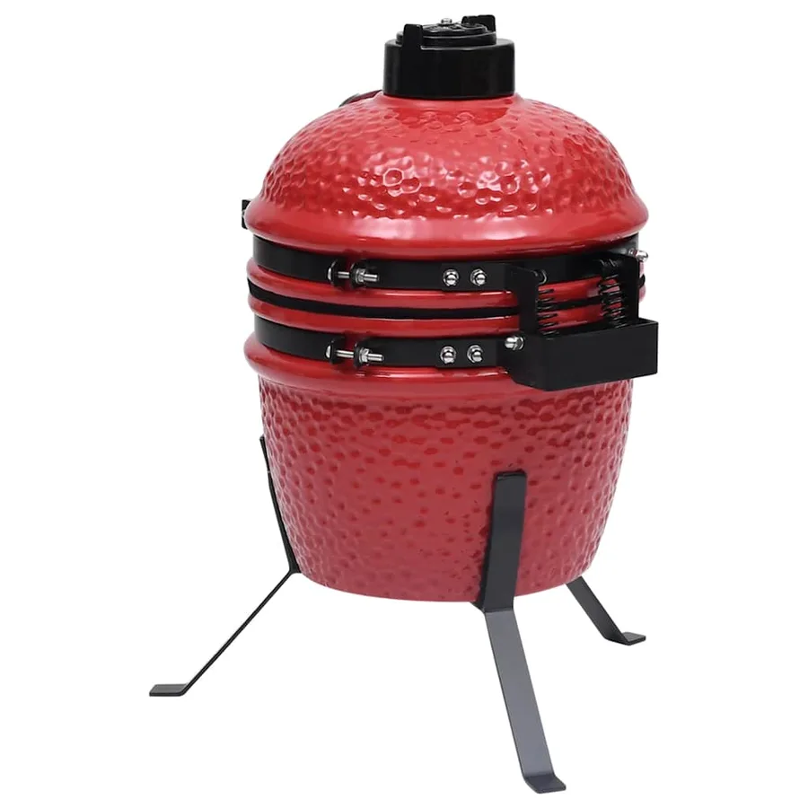 Barbecue à fumoir Kamado 2-en-1 Céramique 56 cm Rouge - 5