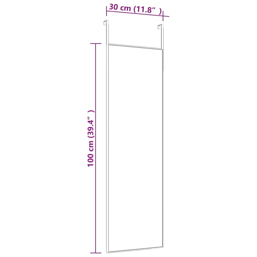 Miroir de porte Noir 30x100 cm Verre et aluminium - 4
