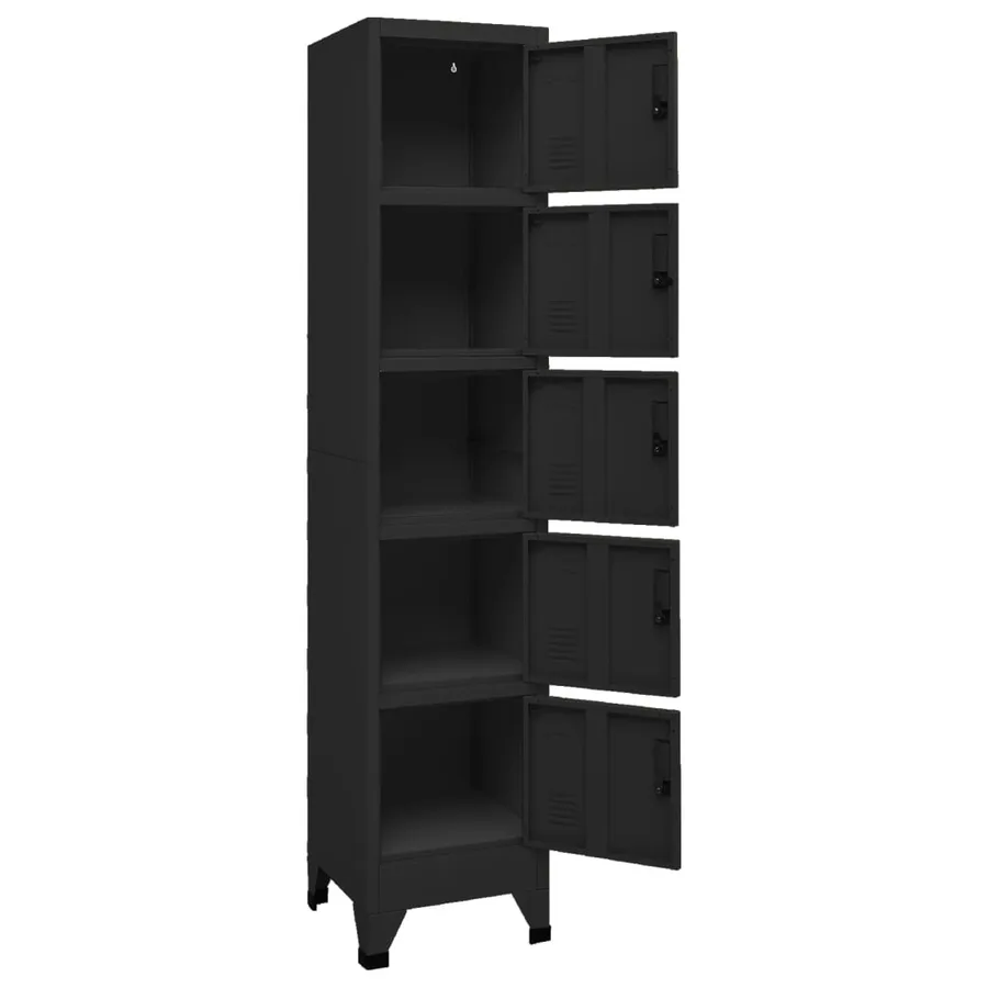 Armoire à casiers Noir 38x40x180 cm Acier - 5