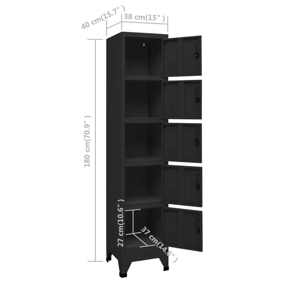 Armoire à casiers Noir 38x40x180 cm Acier - 8