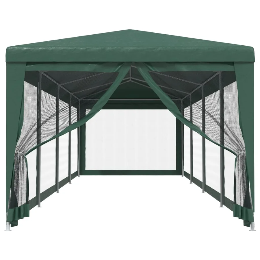 Tente de fête et 10 parois latérales en maille Vert 3x12 m PEHD - 3