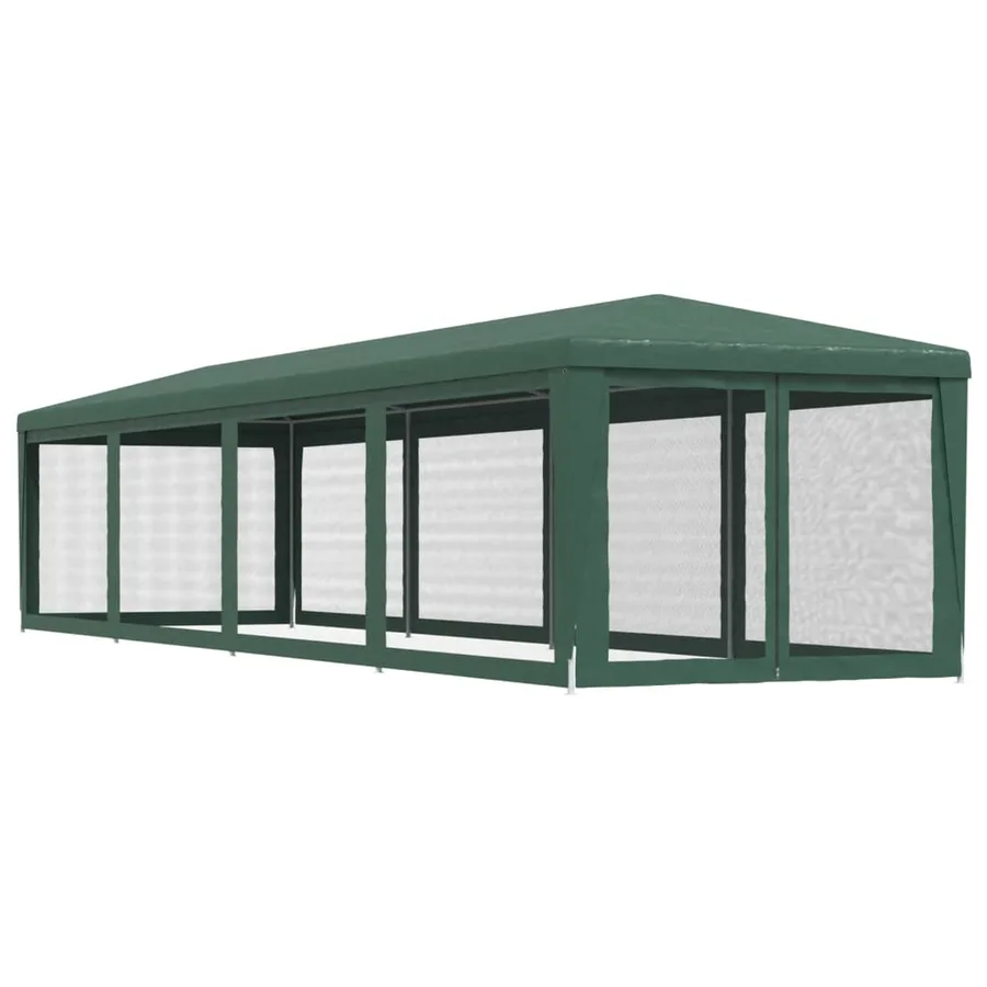 Tente de fête et 10 parois latérales en maille Vert 3x12 m PEHD - 5