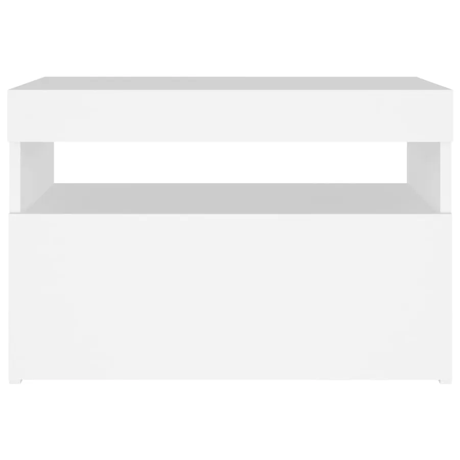 Table de chevet avec lumières LED Blanc 60x35x40 cm - 10