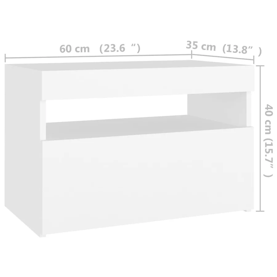 Table de chevet avec lumières LED Blanc 60x35x40 cm - 15