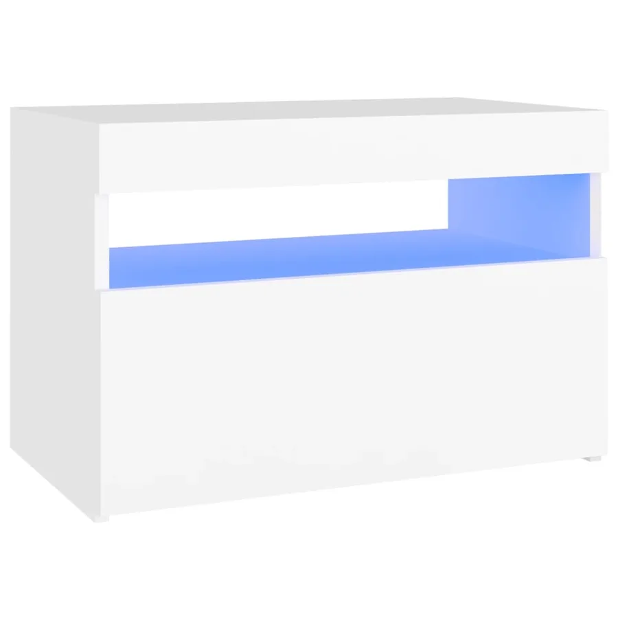 Table de chevet avec lumières LED Blanc 60x35x40 cm - 2