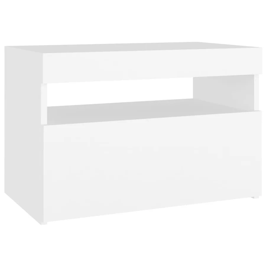 Table de chevet avec lumières LED Blanc 60x35x40 cm - 8