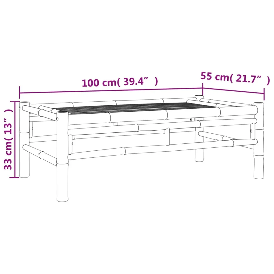 Table basse de jardin 100x55x33 cm bambou - 7
