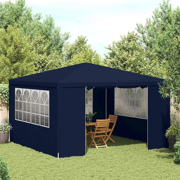 Tente de réception avec parois latérales 4x4 m Bleu 90 g/m²