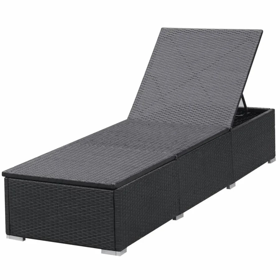 Chaises longues avec coussins lot de 2 Résine tressée Noir - 4