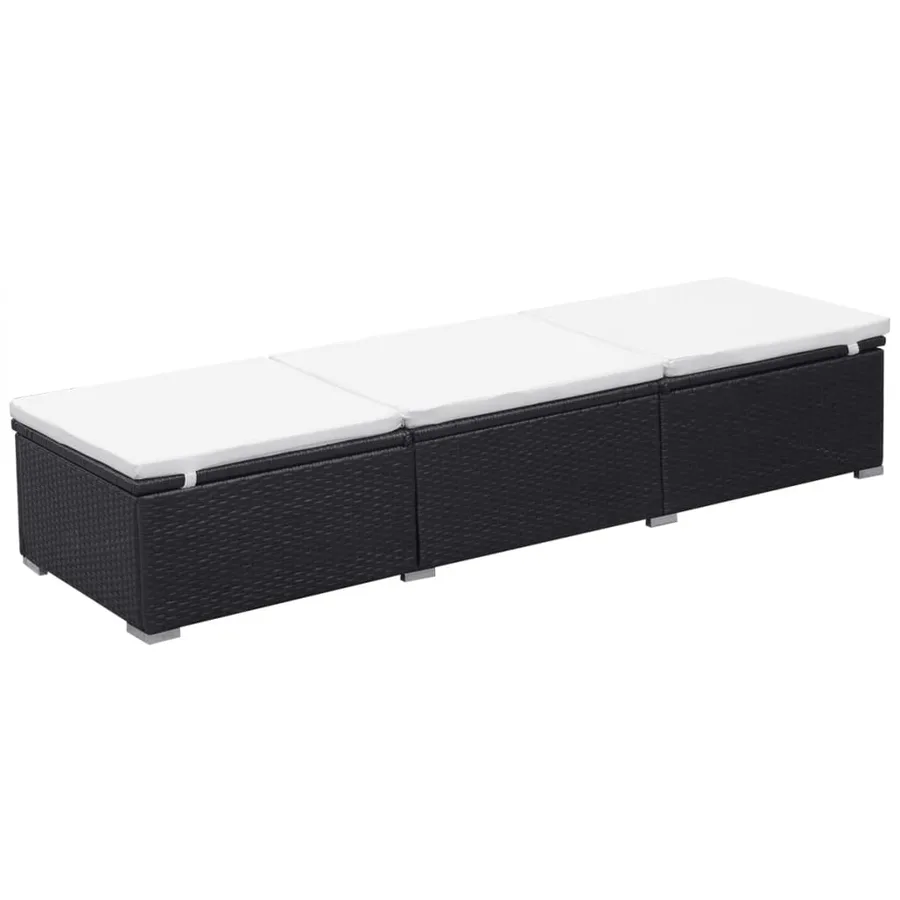 Chaises longues avec coussins lot de 2 Résine tressée Noir - 5