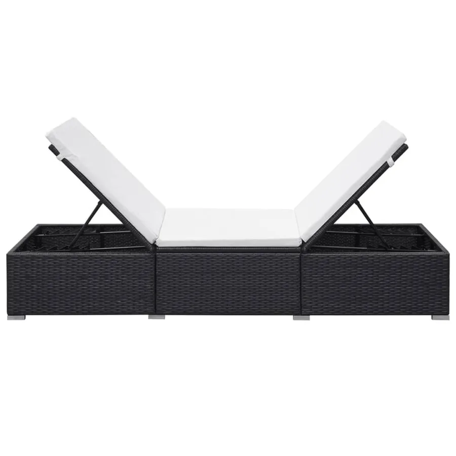 Chaises longues avec coussins lot de 2 Résine tressée Noir - 7