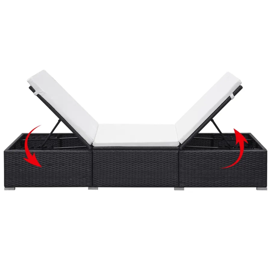 Chaises longues avec coussins lot de 2 Résine tressée Noir - 8