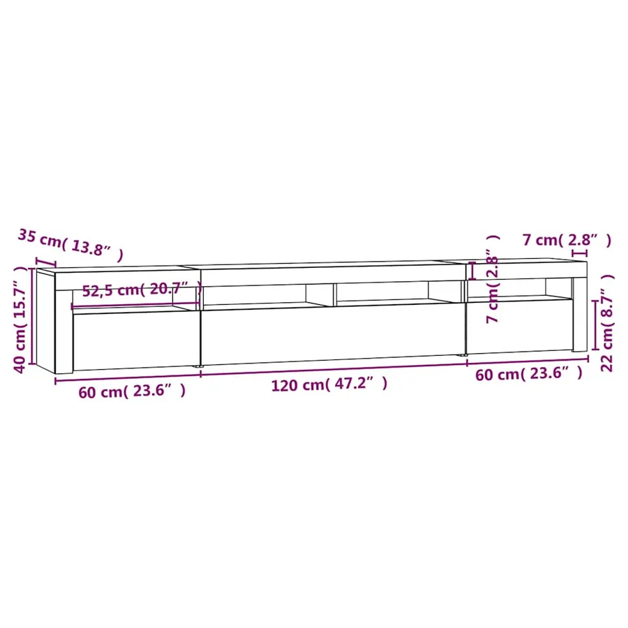 Meuble TV avec lumières LED Chêne fumé 240x35x40 cm - 12