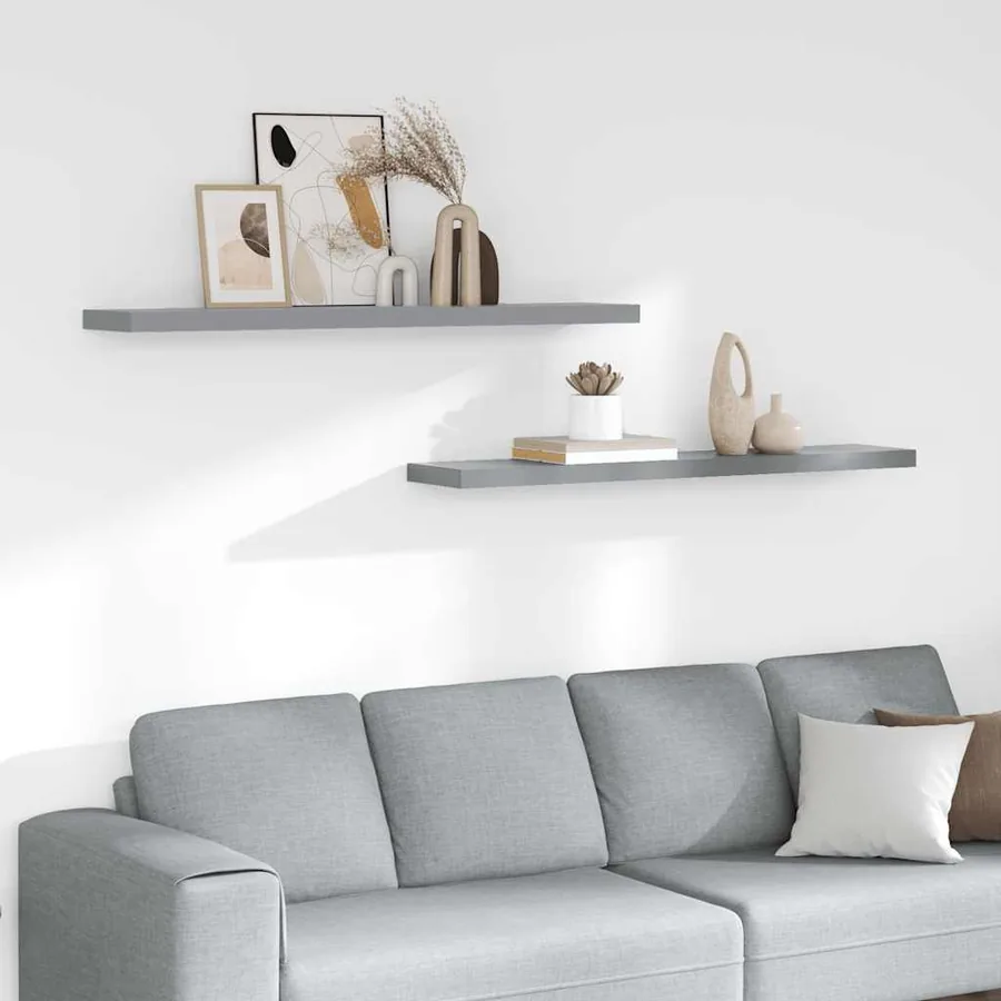 Étagères murales flottantes 2 pcs gris 120x23,5x3,8 cm MDF
