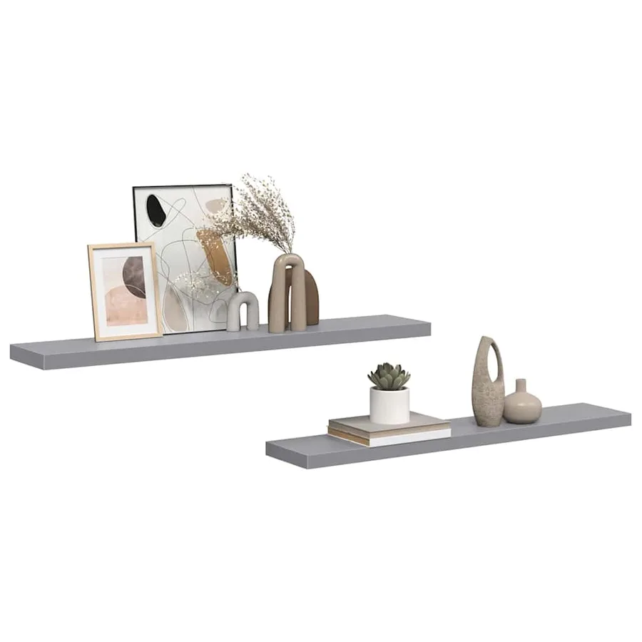 Étagères murales flottantes 2 pcs gris 120x23,5x3,8 cm MDF - 5