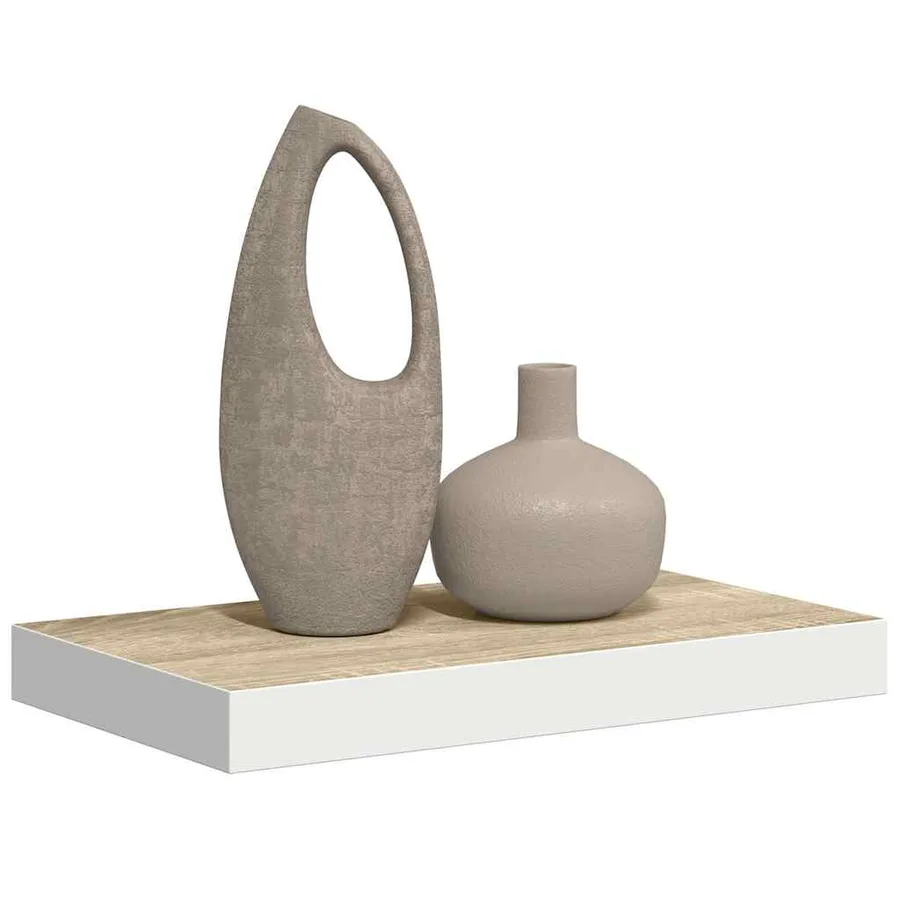 Étagère murale flottante chêne et blanc 50x23,5x3,8 cm MDF - 5