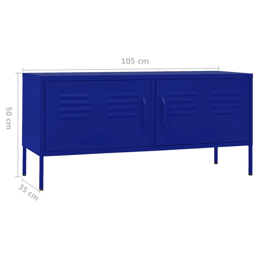 Meuble TV Bleu marine 105x35x50 cm Acier - 10