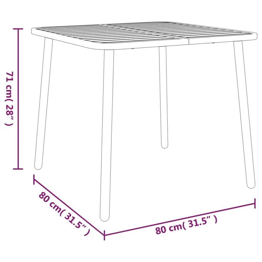 Table de jardin anthracite 80x80x71 cm acier - 6