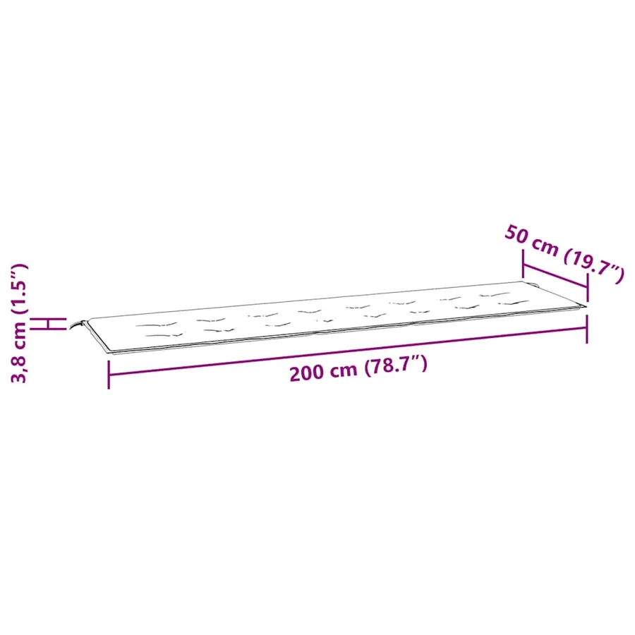 Coussin de banc de jardin taupe 200x50x3 cm tissu oxford - 7