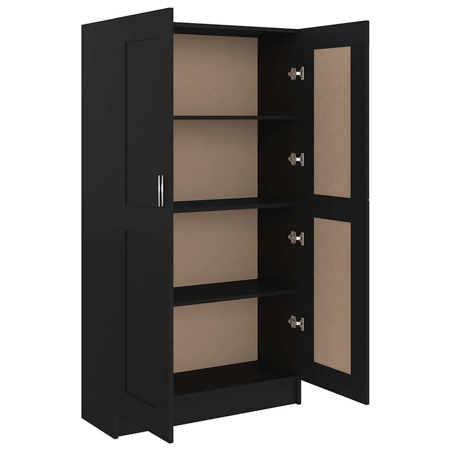 Bibliothèque Noir 82,5x30,5x150 cm Bois d’ingénierie - 4