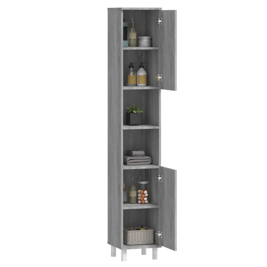 Armoire de bain Sonoma gris 30x30x179 cm Bois d'ingénierie - 5