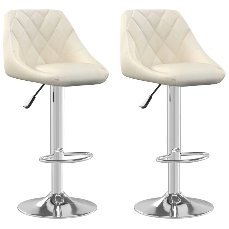 Tabourets de bar lot de 2 crème velours - 2