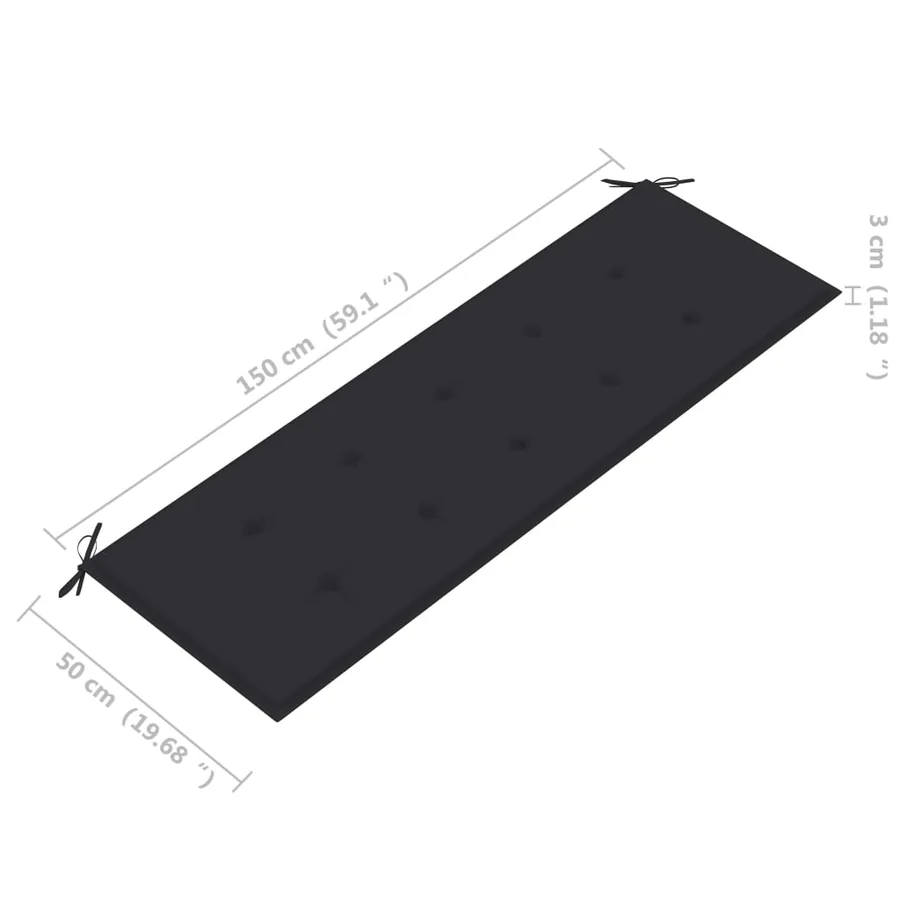 Banc de jardin empilable et coussin 159 cm Bois de teck massif - 9