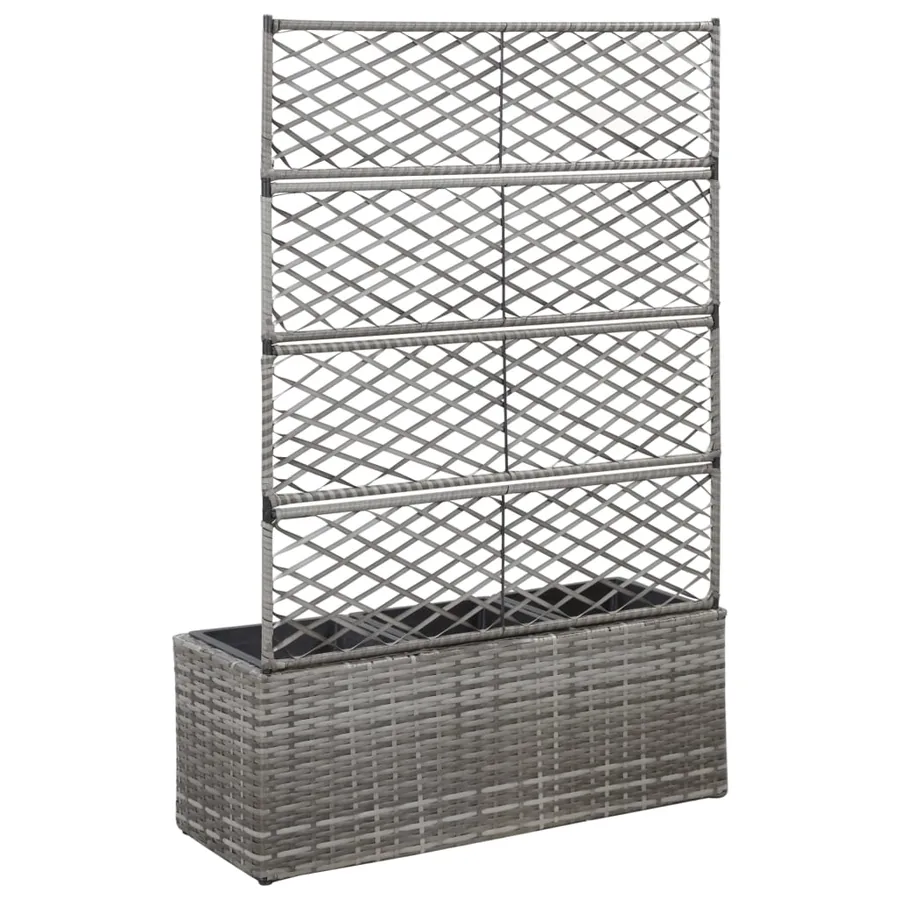 Lit surélevé en treillis 3 pots 83x30x130cm Résine tressée Gris - 3