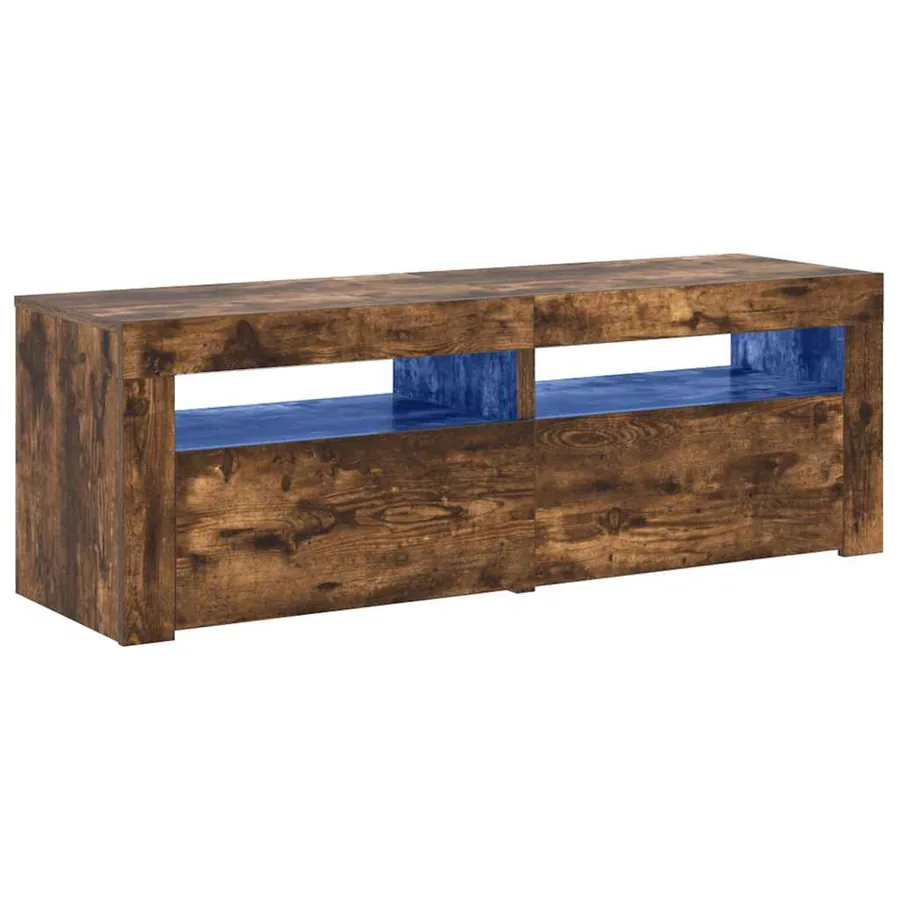 Meuble TV avec lumières LED Chêne fumé 120x35x40 cm - 2
