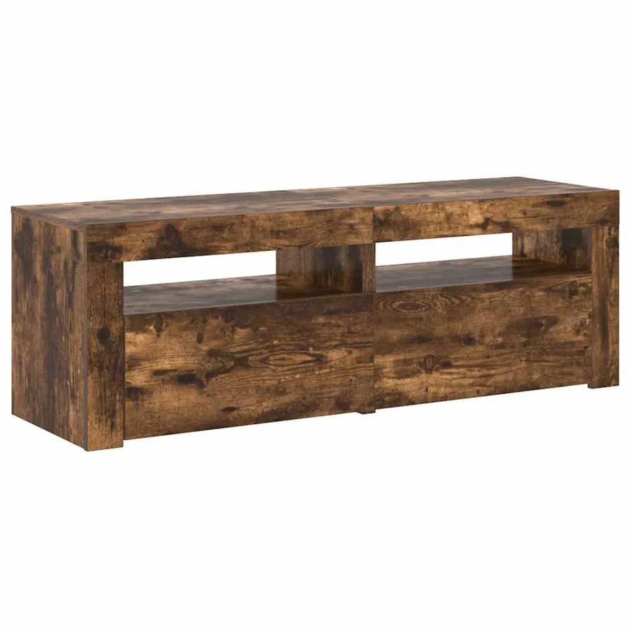 Meuble TV avec lumières LED Chêne fumé 120x35x40 cm - 5