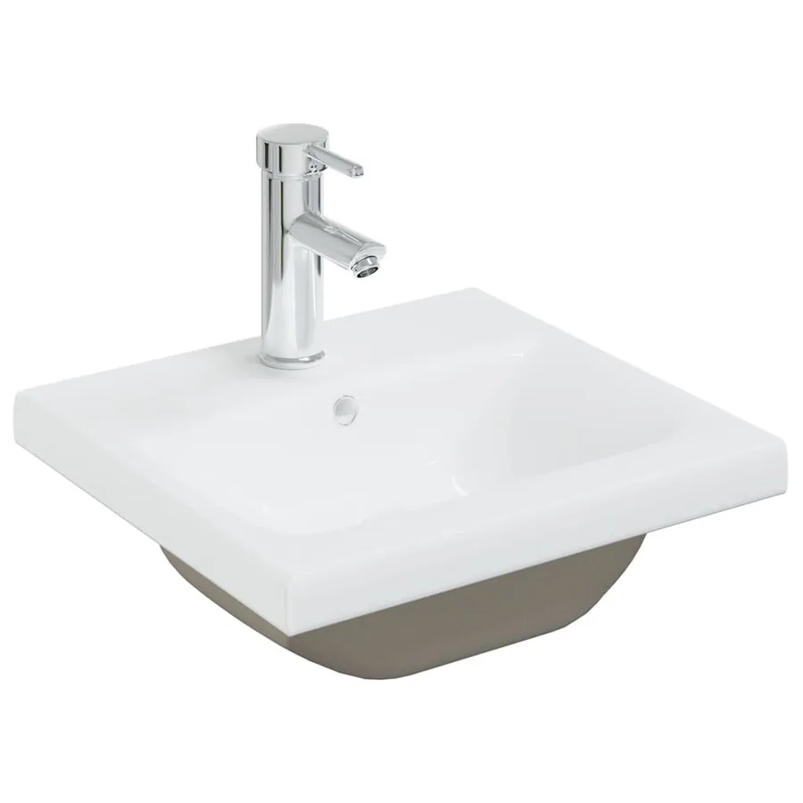 Armoire d'évier lavabo intégré blanc brillant bois d'ingénierie - 10