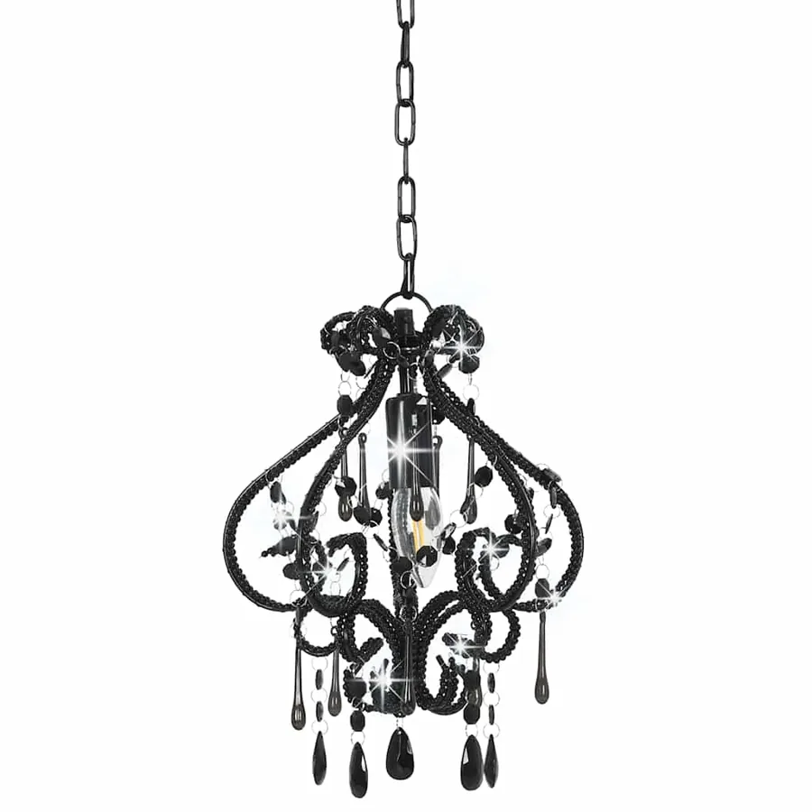 Plafonnier avec perles Noir Rond E14 - 2