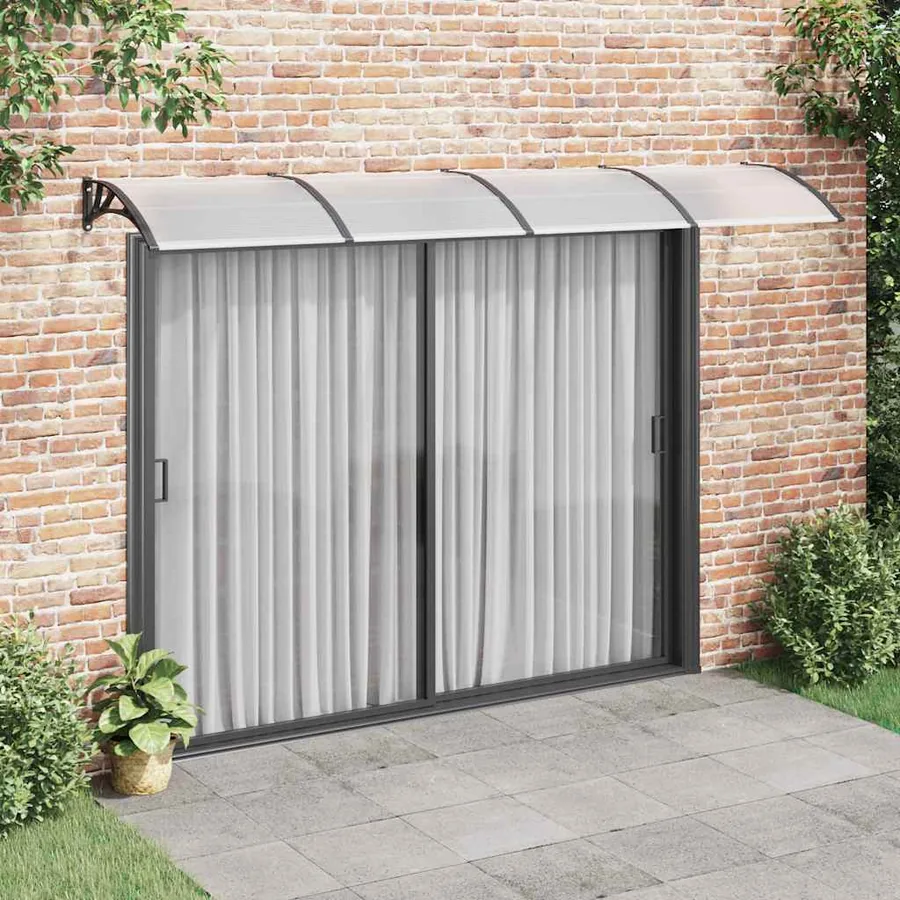 Auvent de porte Noir 350x100 cm Polycarbonate