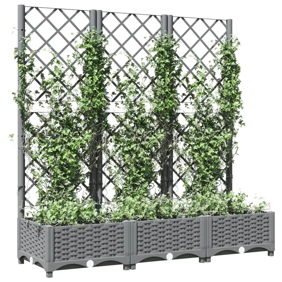 Jardinière avec treillis Gris clair 120x40x121,5 cm PP - 7