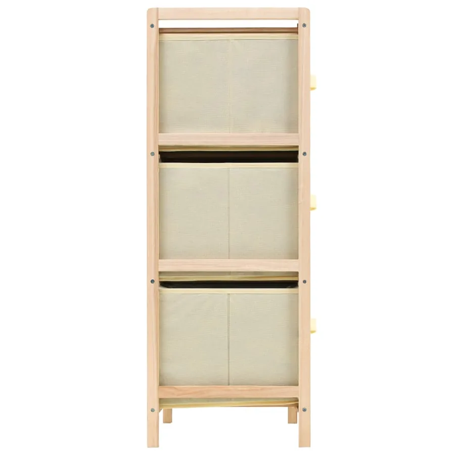Étagère de rangement 6 paniers Tissu Bois de cèdre Beige - 3