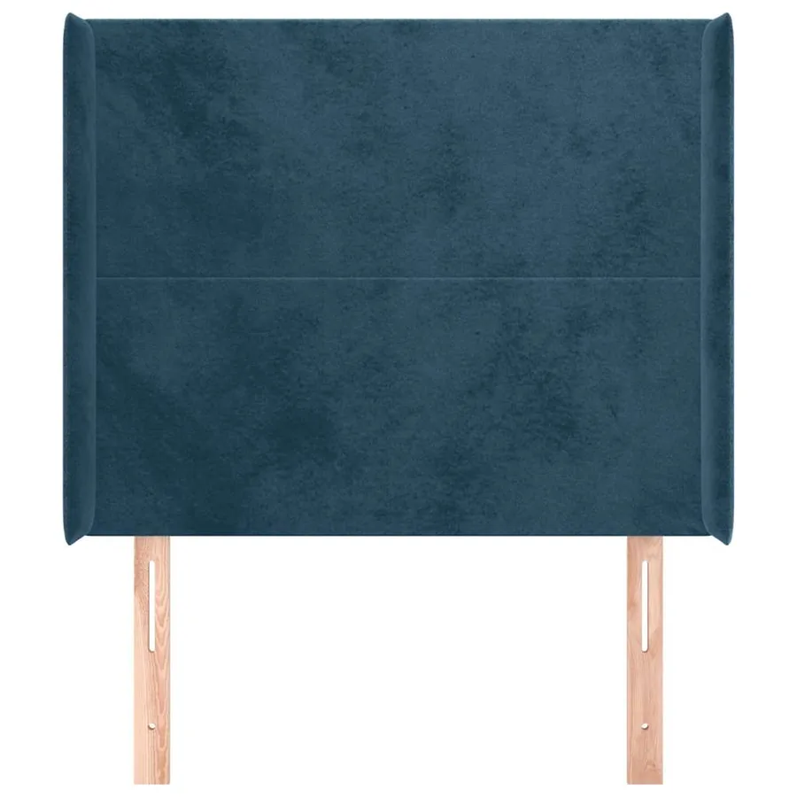 Tête de lit avec oreilles Bleu foncé 93x16x118/128 cm Velours - 3