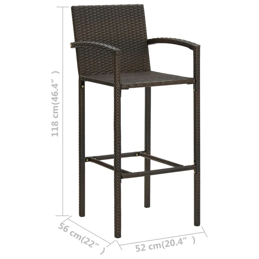 Tabourets de bar lot de 4 marron résine tressée - 8