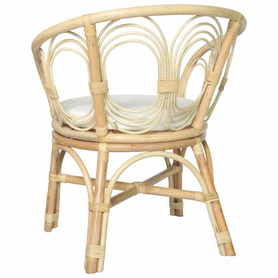 Chaise à manger avec coussin Rotin naturel et lin - 3