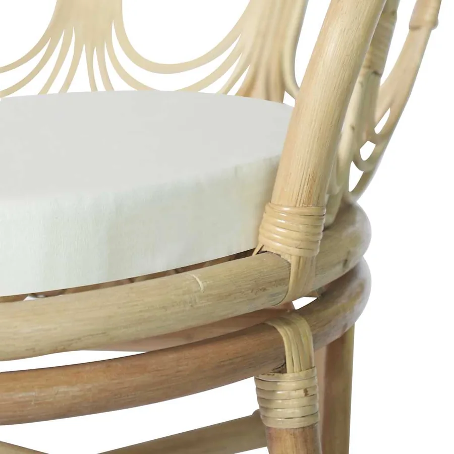 Chaise à manger avec coussin Rotin naturel et lin - 5