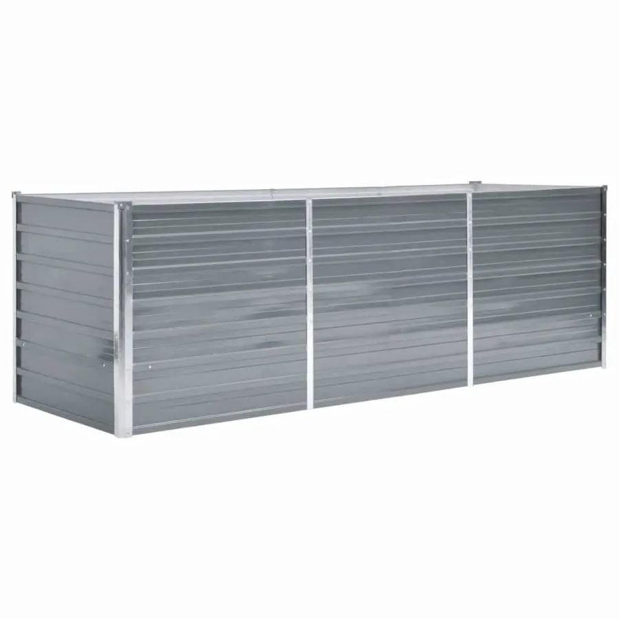 Lit surélevé de jardin Acier galvanisé 240x80x77 cm Gris - 2