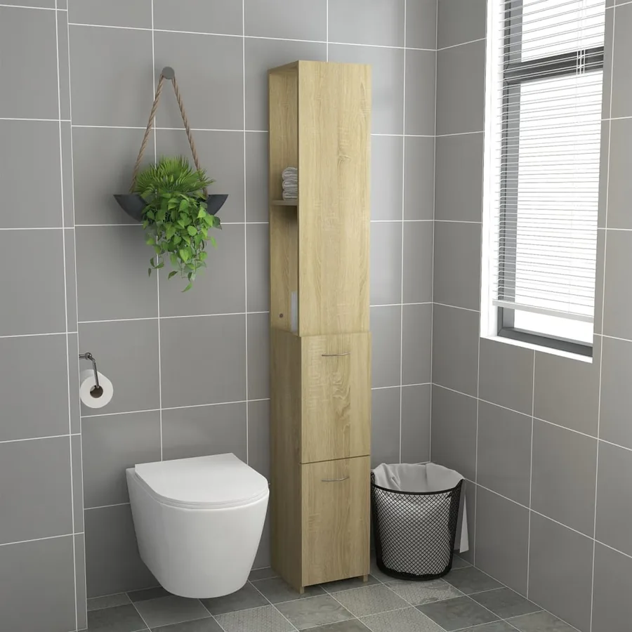 Armoire salle de bain chêne sonoma 25x26,5x170 cm - 3